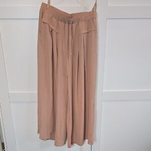 Flowy Tan Wide-Leg Pants